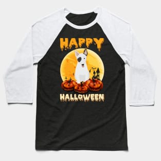 Bull Terrier Dog Scary Pumpkin Halloween Baseball T-Shirt